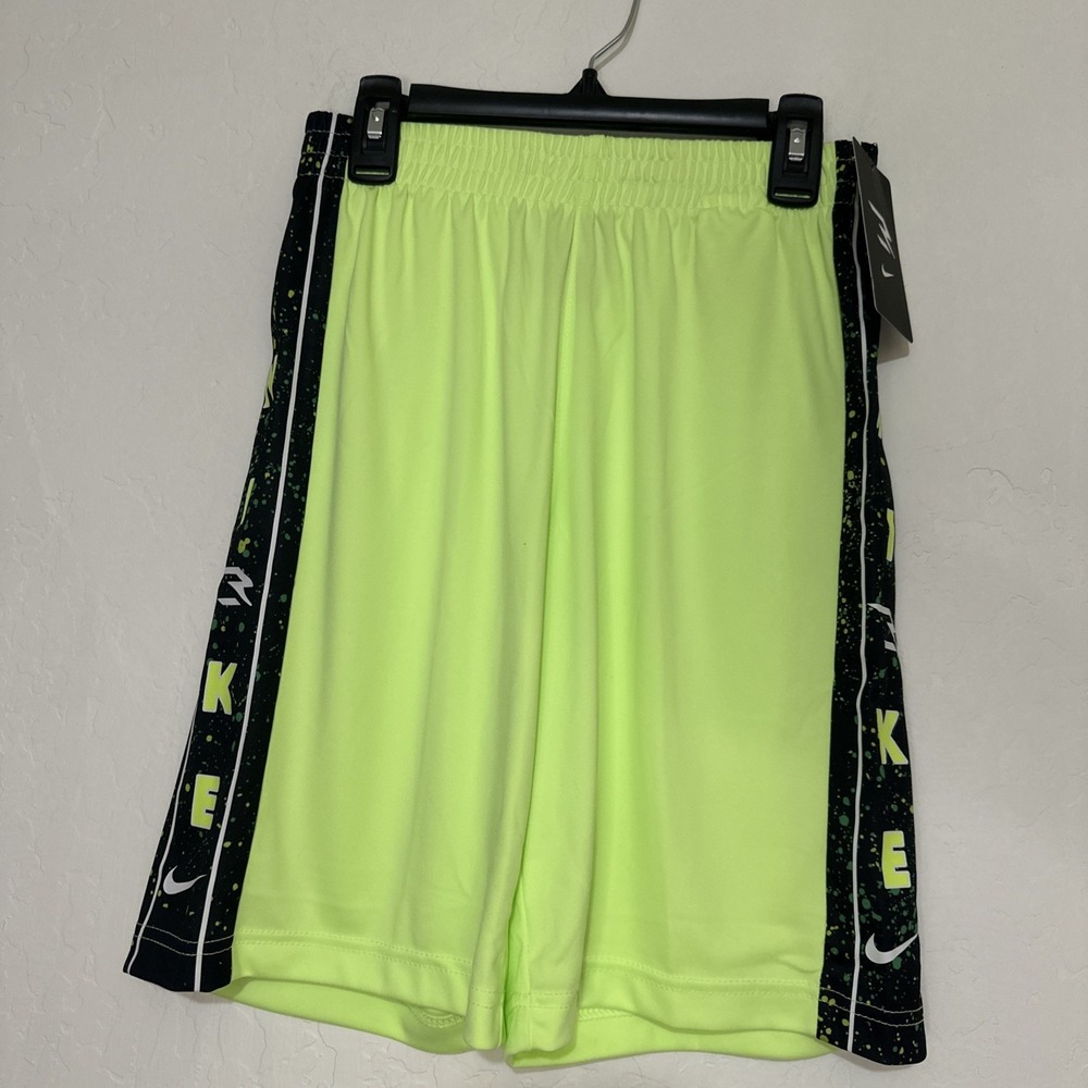 Nike 3Brand Boys‎ Shorts Athletic Neon Yellow Black Logo Size Medium NWT